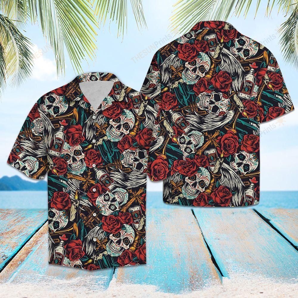 Rose Sugar Skull Hawaiian Shirt Ha89507