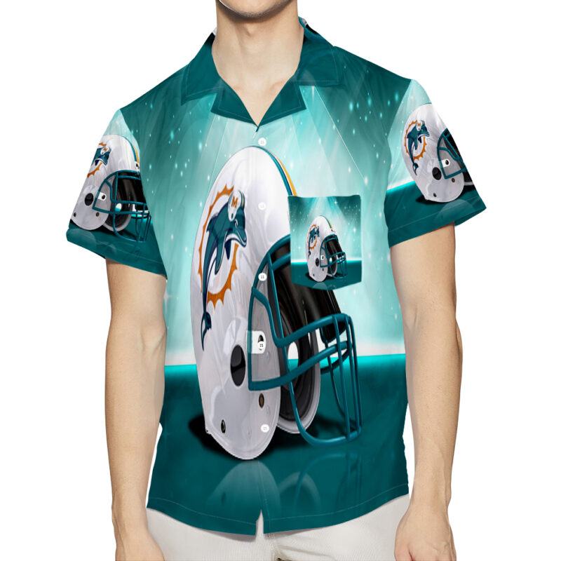 Miami Dolphins Helmet3 3D All Over Print Summer Beach Hawaiian Shirt With Pocket