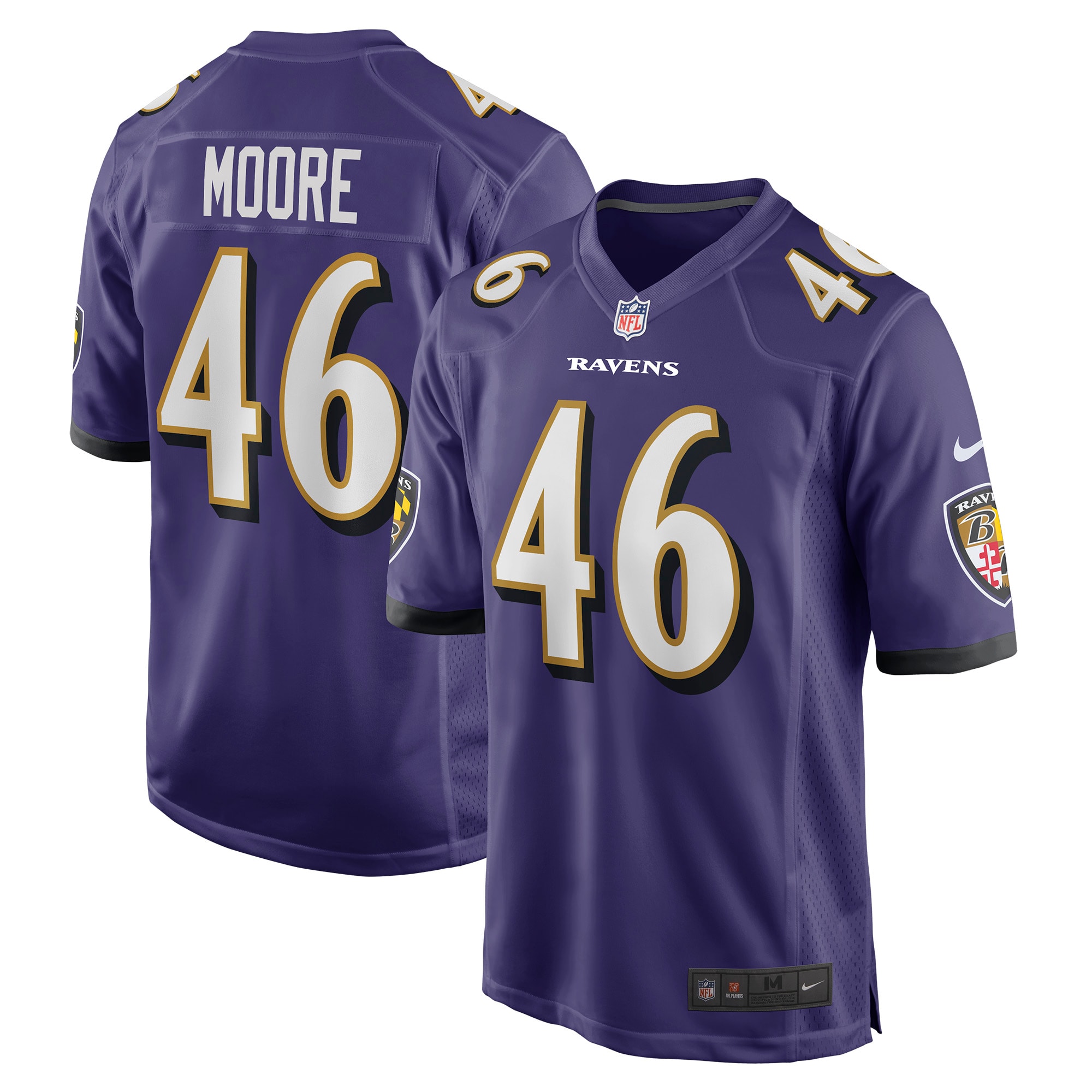 Nick Moore Baltimore Ravens Game Jersey – Purple