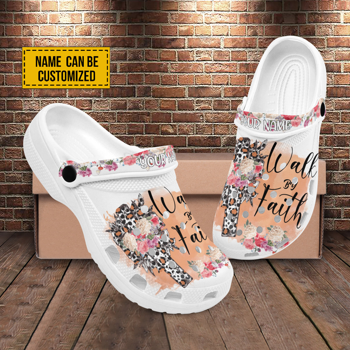 Walk By Faith Customized Crocs Crocband Clogs Shoes Comfortable For Men Women and Kids Gift For Jesus Lovers