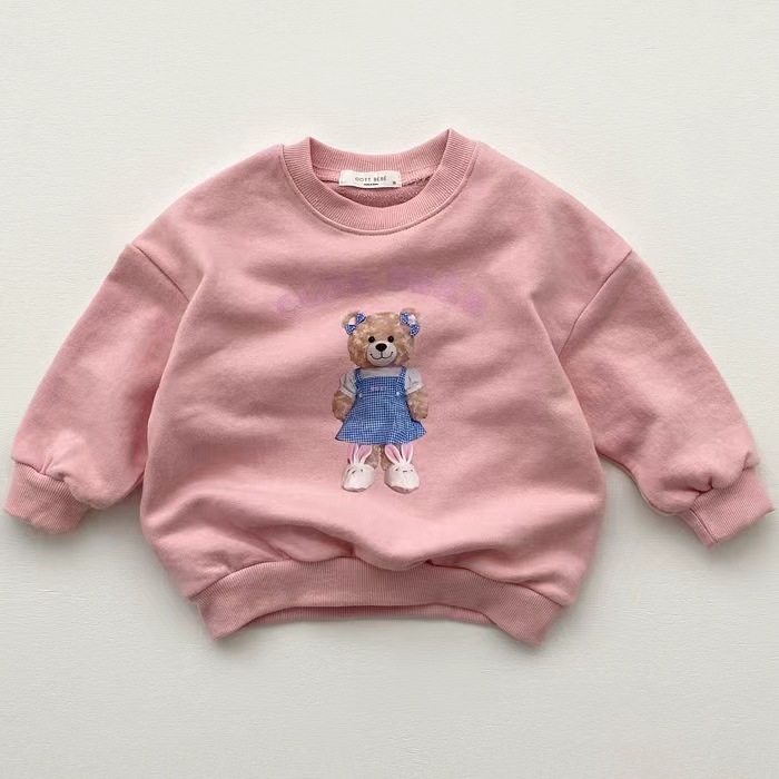 3686B Korean Baby Clothes Cartoon Sweater 2022 Autumn Hot Sale Cute Little Bear Boy’s Sweater Casual Loose Girl’s Pullover Tops alx