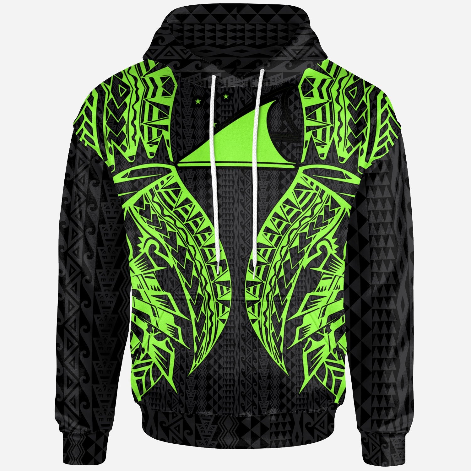 Tokelau Hoodie – Polynesian Lion Head Green Style