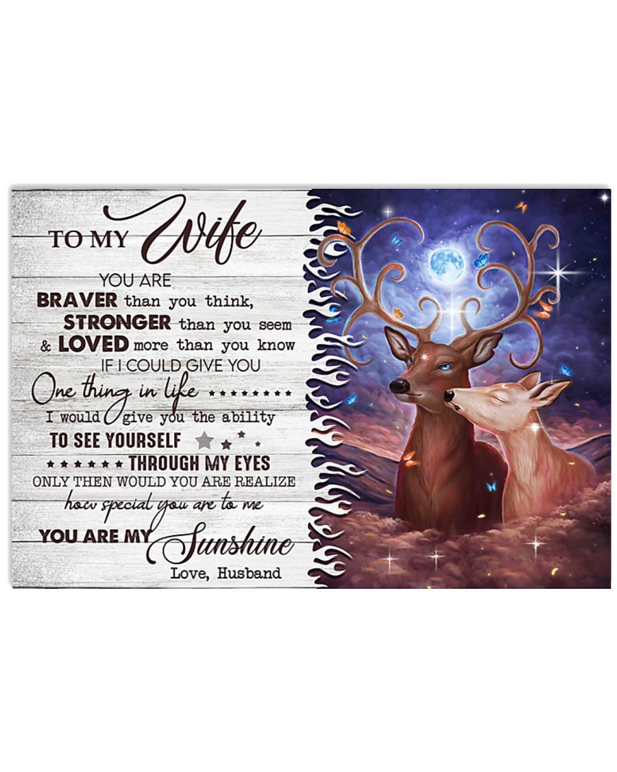 Deers To My Wife You Are Braver Than You Think Horizontal Canvas And Poster | Gift For Wife | Valentine Gift