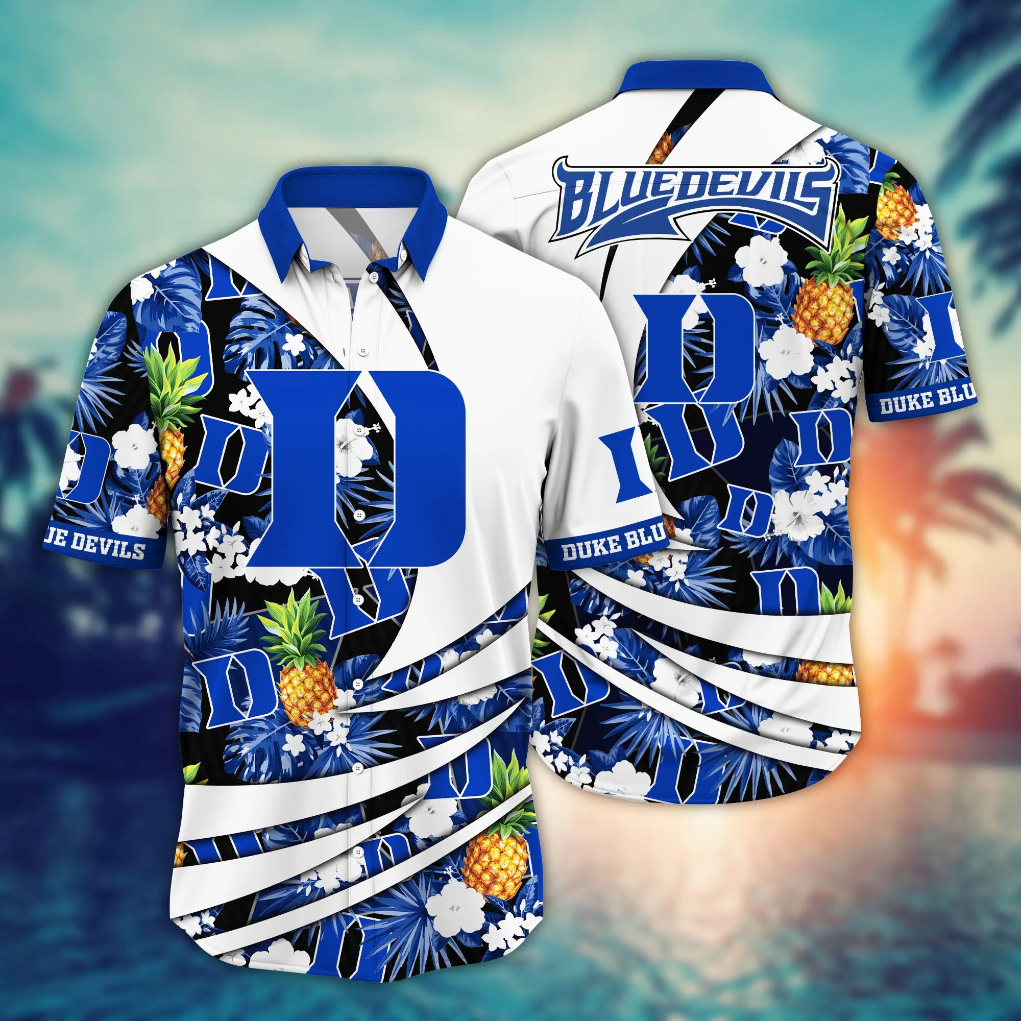 Duke Blue Devils NCCA Hawaiian Shirt Umbrellas (For Sun) Aloha Shirt