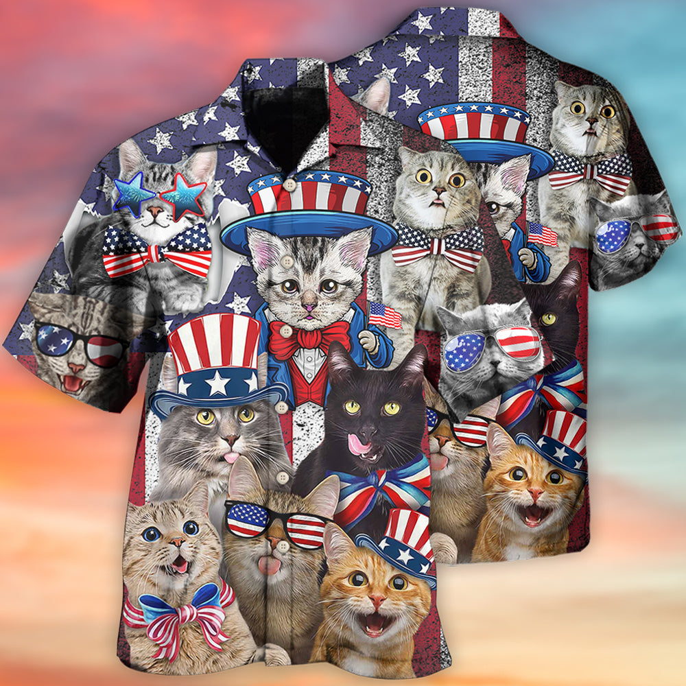 Cats Love Independence Day Style Hawaii Shirt Ha104017