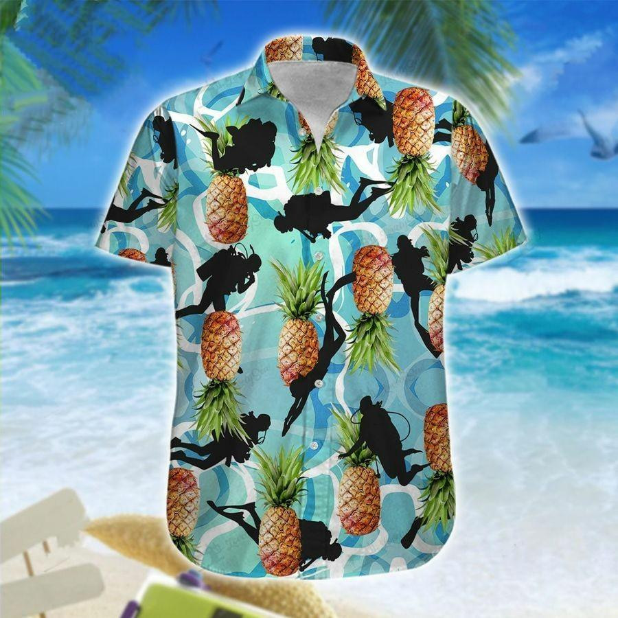 Hawaii Aloha Shirts Scuba Diving Pineapple Ha73339