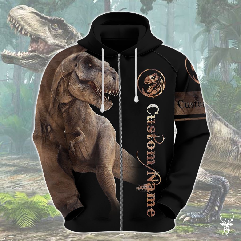 T REX DINOSAUR CUSTOM NAME HOODIE CC NXD032009L25JK