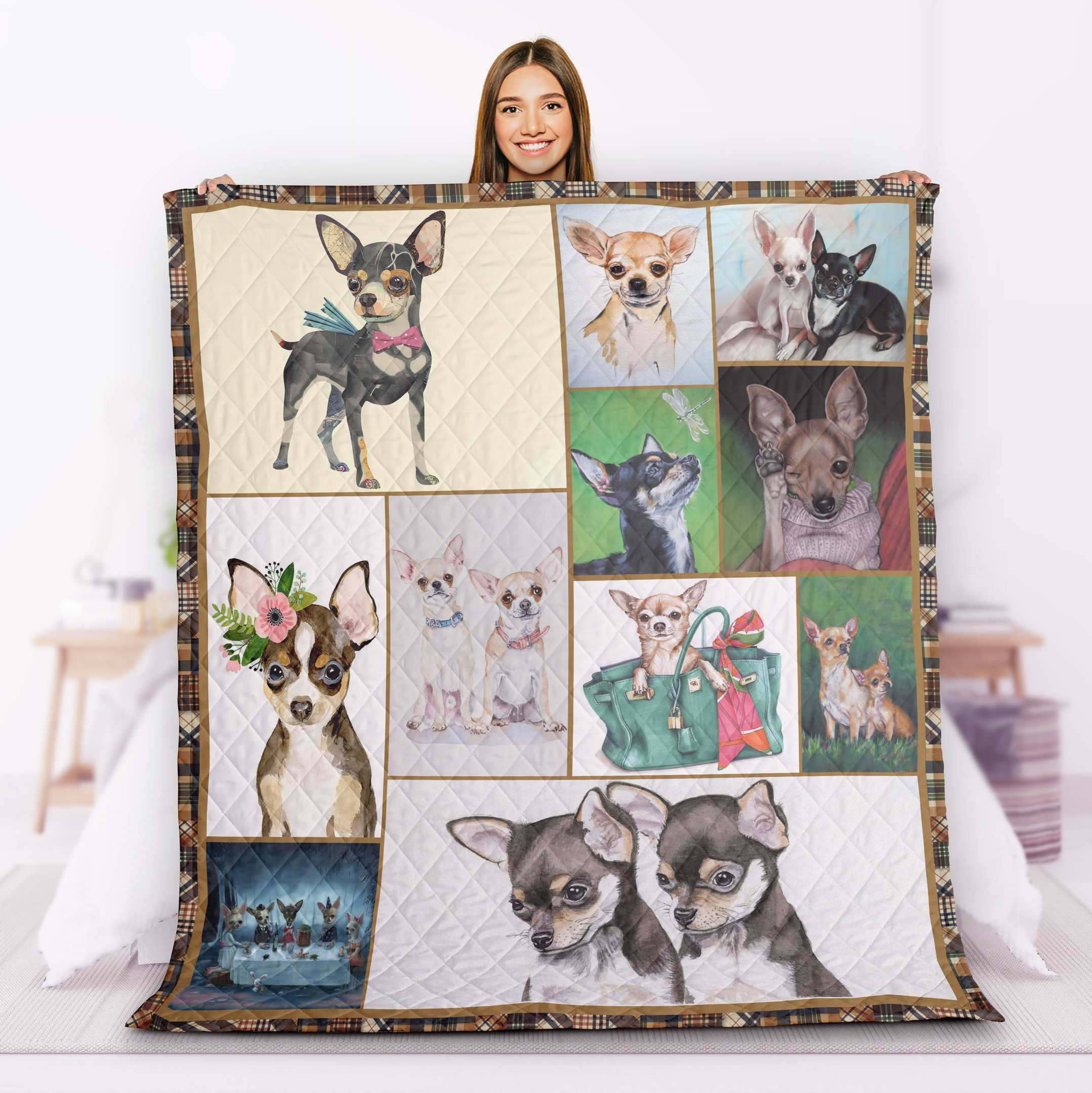 Chihuahua Blanket –  Puppy Dog Quilting Gift For Birthday Thanksgiving Christmas