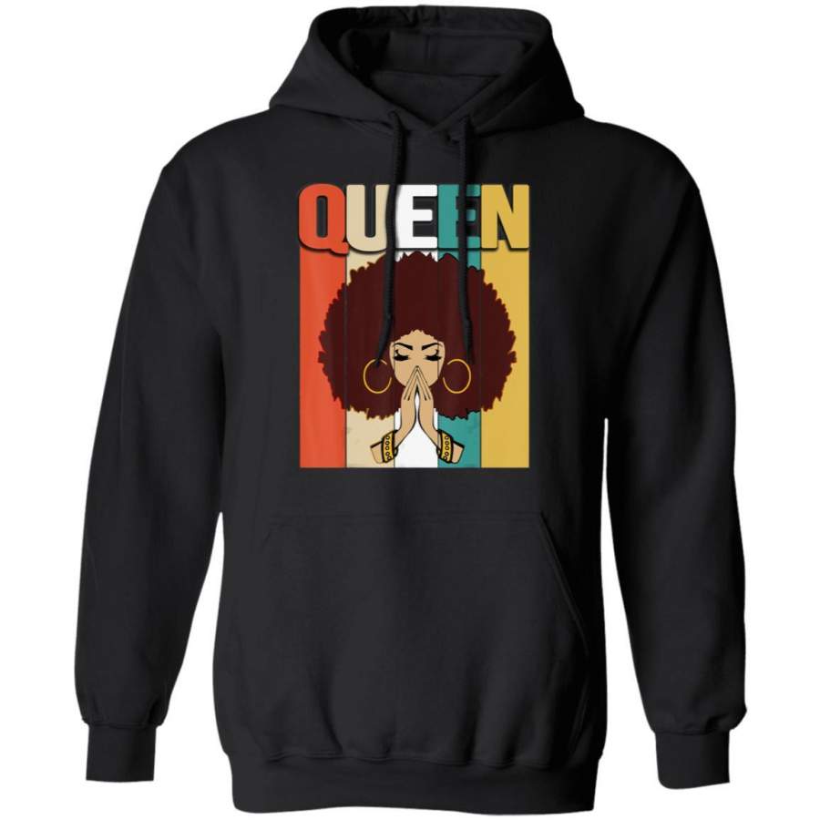 Queen Vintage Retro Melanin Strong Black Afro Woman Gift Hoodie