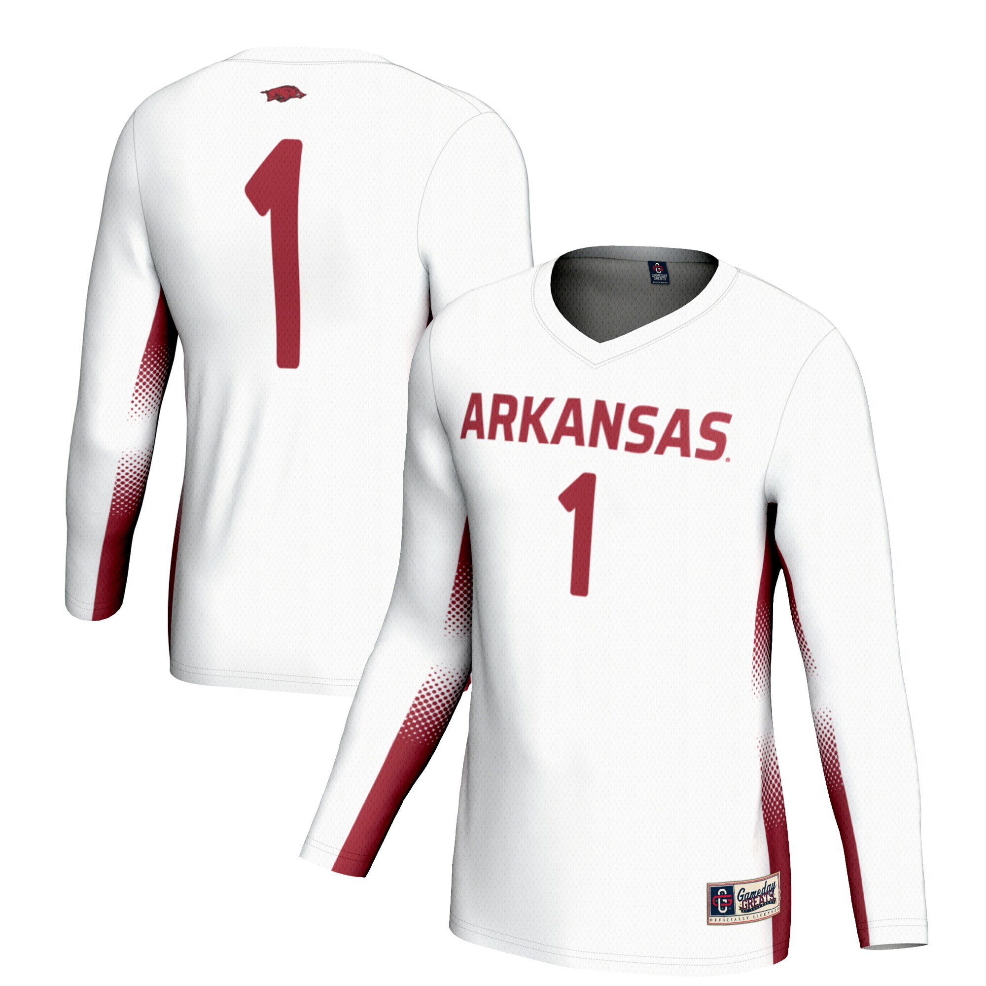 #1 Arkansas Razorbacks GameDay Greats Unisex Lightweight Volleyball Jersey – White