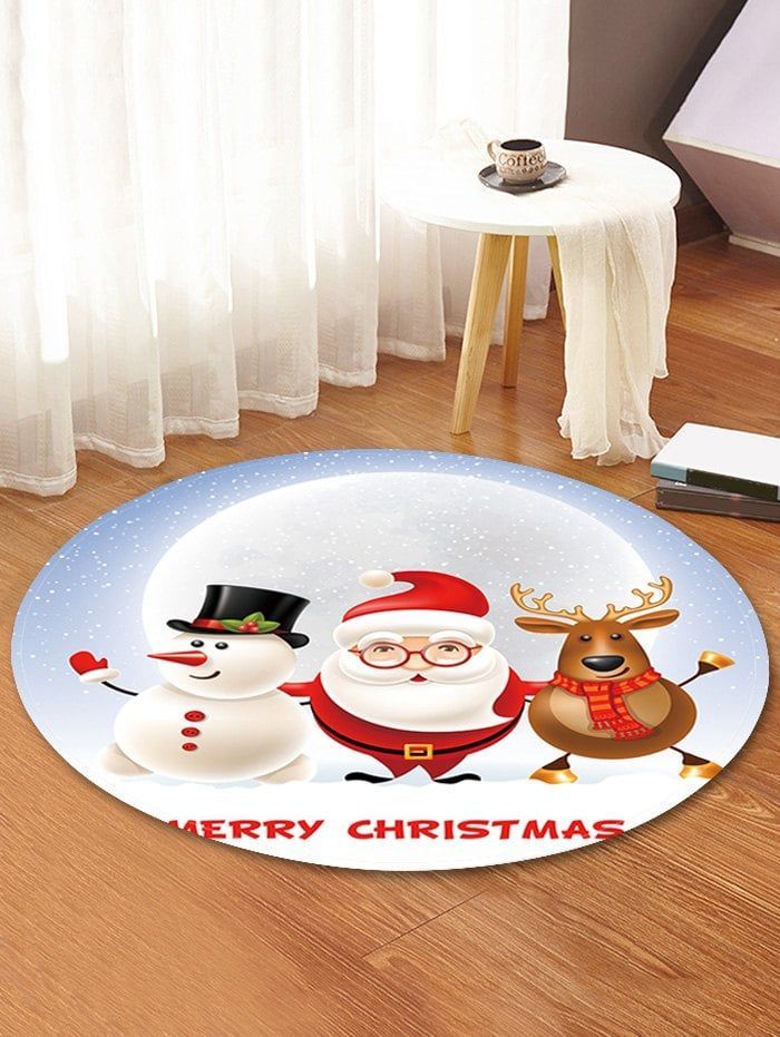 Santa Claus And Christmas Reindeer Snowman GE2130 Round Rug  CYSI2907