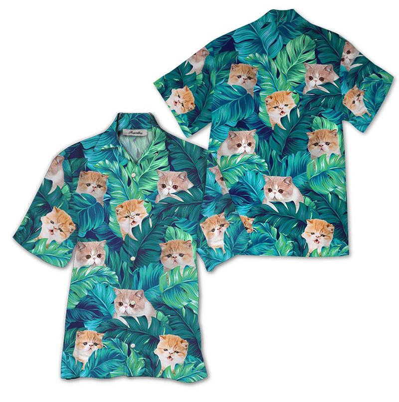 Exotic Cat Hawaii Unisex Print Aloha Short Sleeve Casual Shirt Ha19321