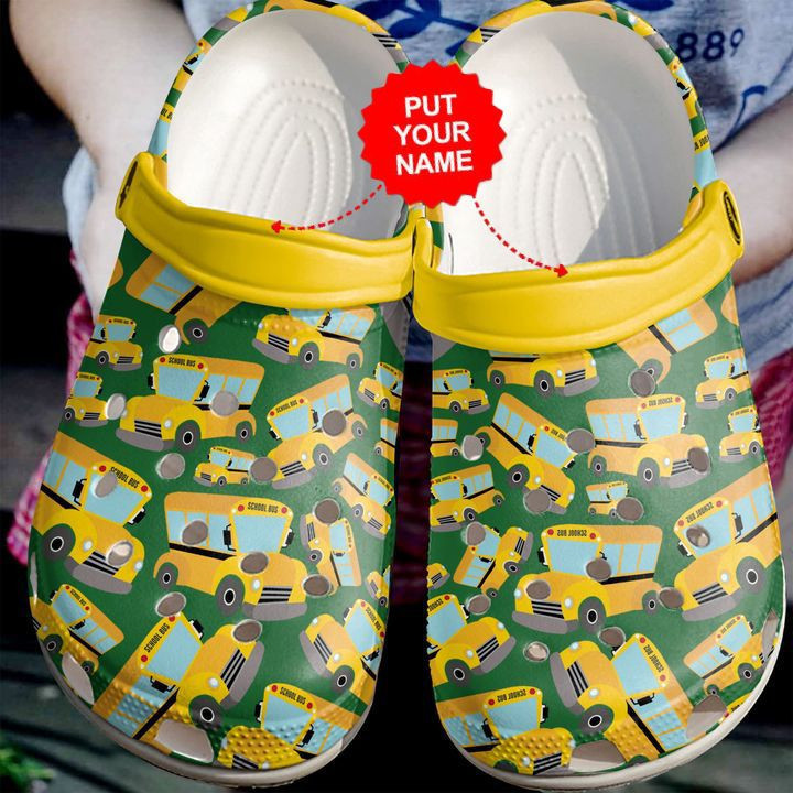 School – Bus Driver Yellow Pattern Clog Shoes For Men And Women