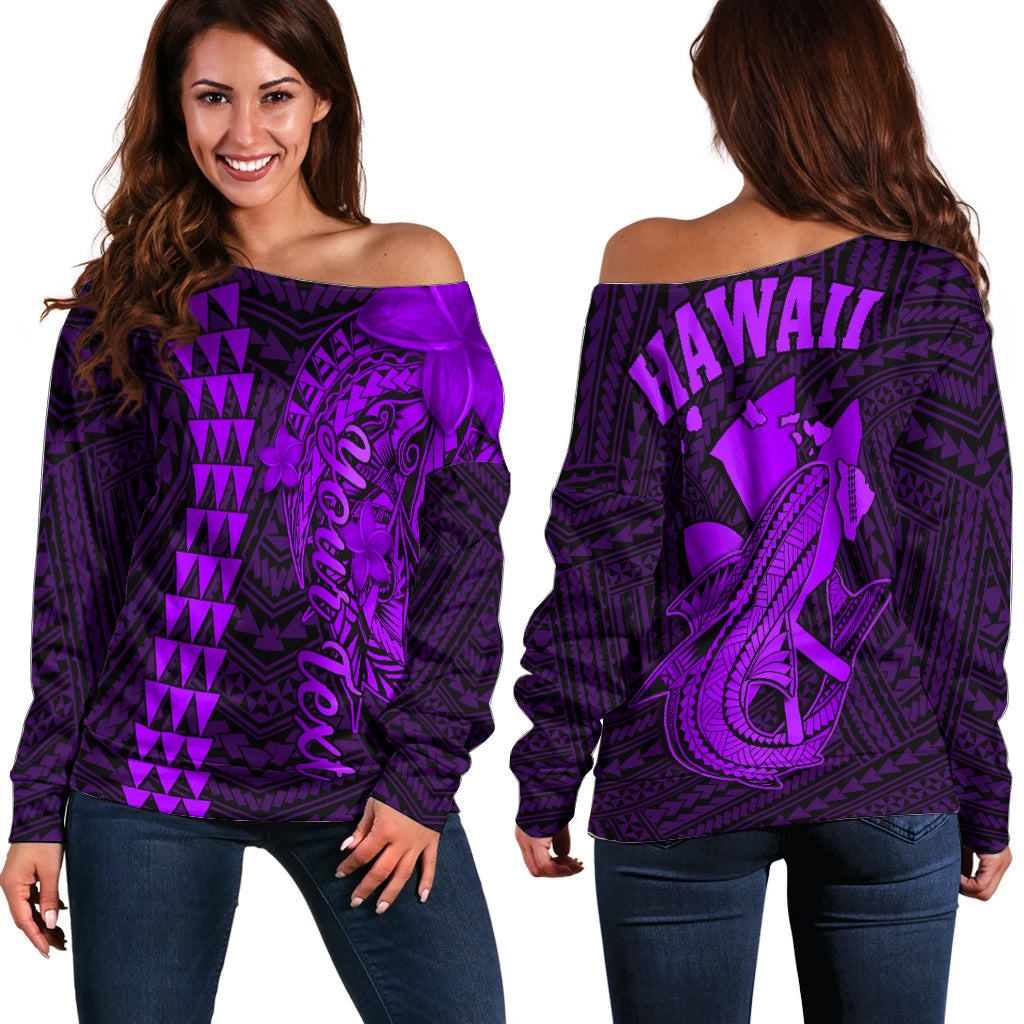 Custom Personalised Hawaii Off Shoulder Sweater Kakau Kanaka Maoli Combine Polynesian Shark Ver.05 Lt14