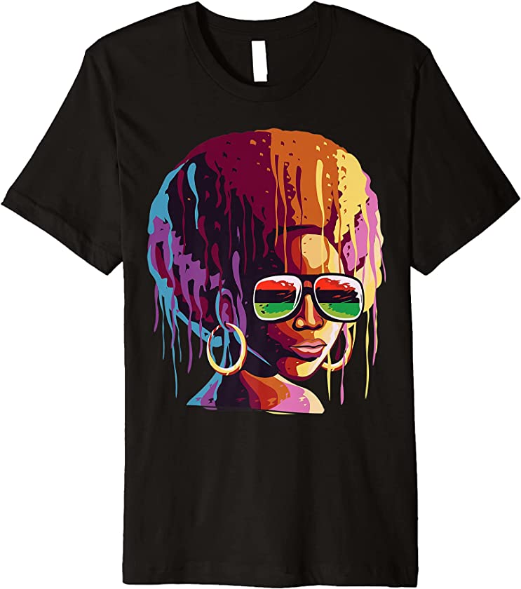 Black Queen Afro Melanin Art Juneteenth African Pride Premium T-Shirt