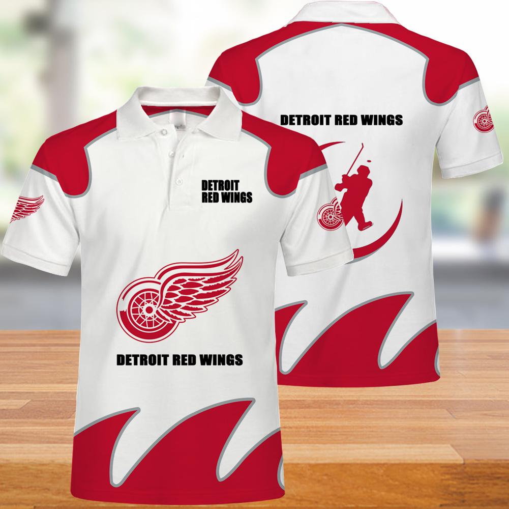 Detroit Red Wings Button Up Polo Shirt