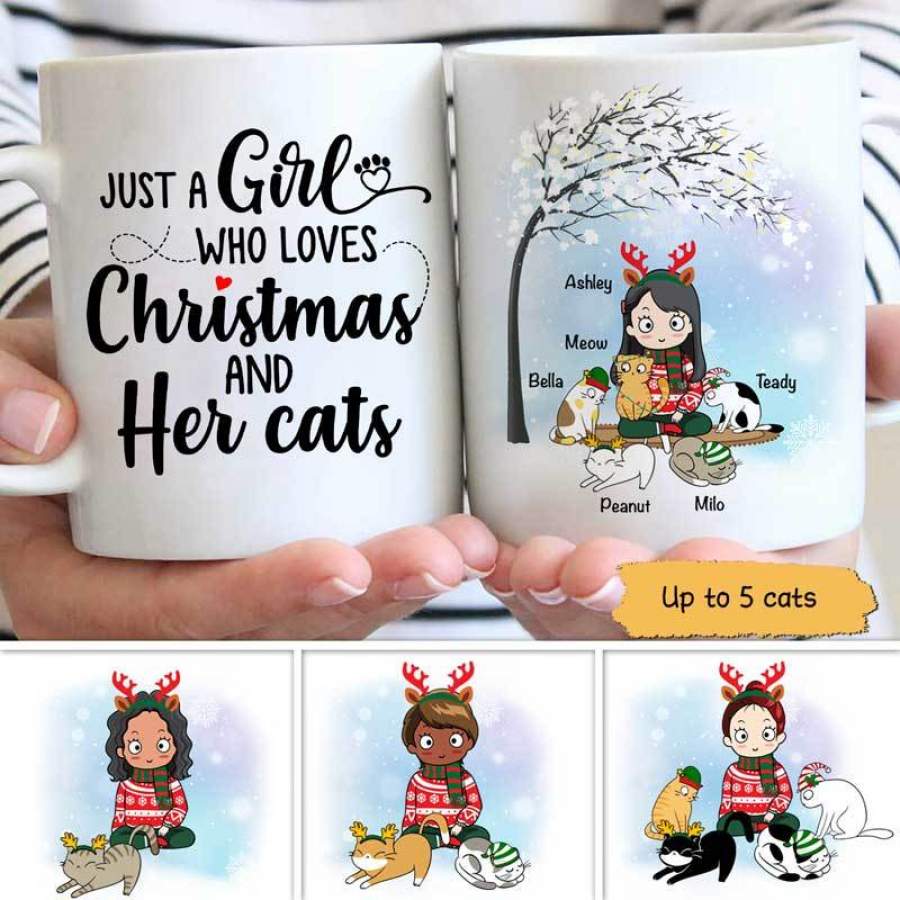 Just A Girl Who Loves Christmas And Her Cats Personalized Mug