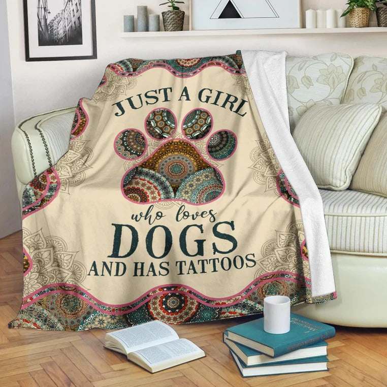 Dog Blanket, Just A Girl Who Loves Dog And Has Tattoos, Dog Lover