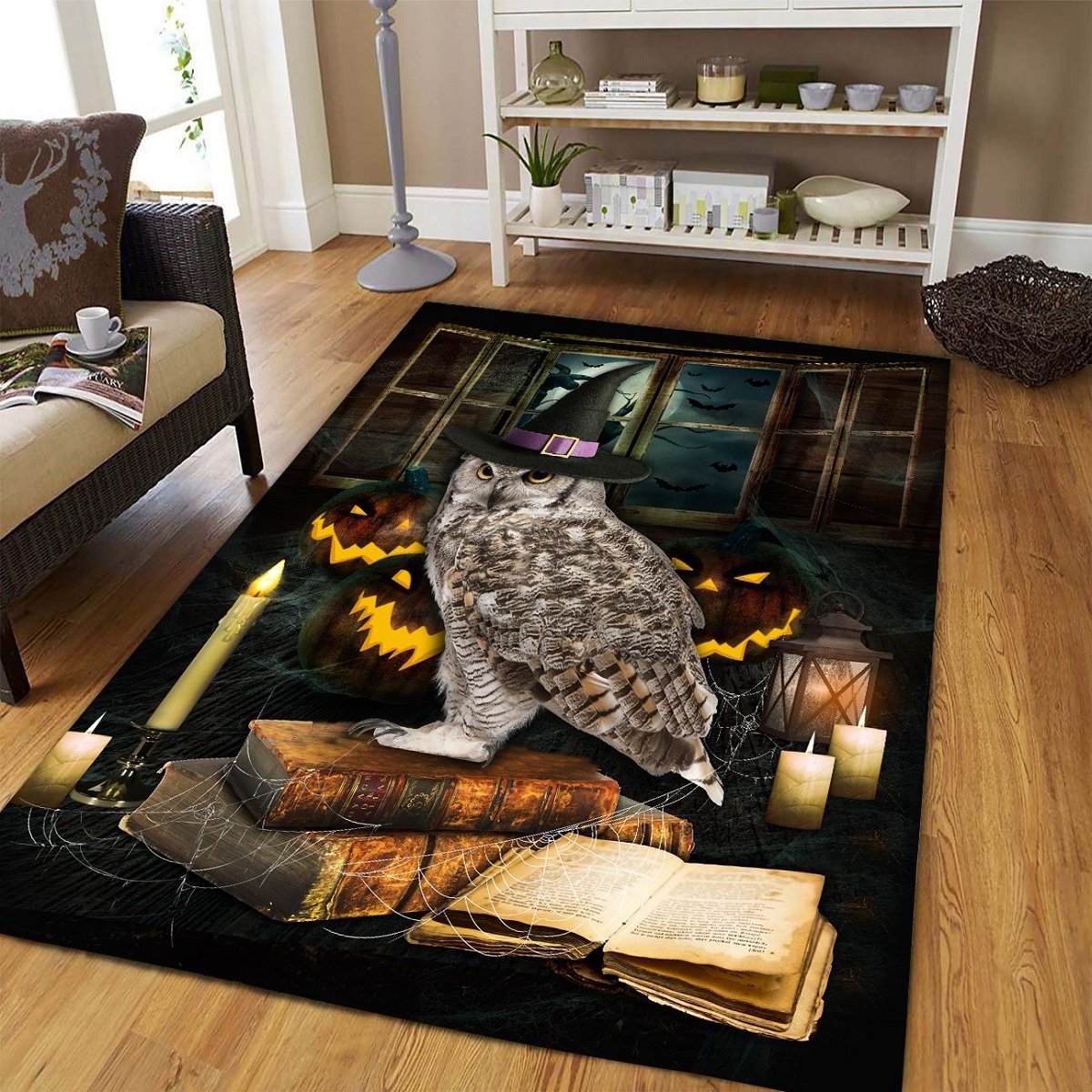 Owl Witch Halloween Area Rug | Colorful S – 2XL