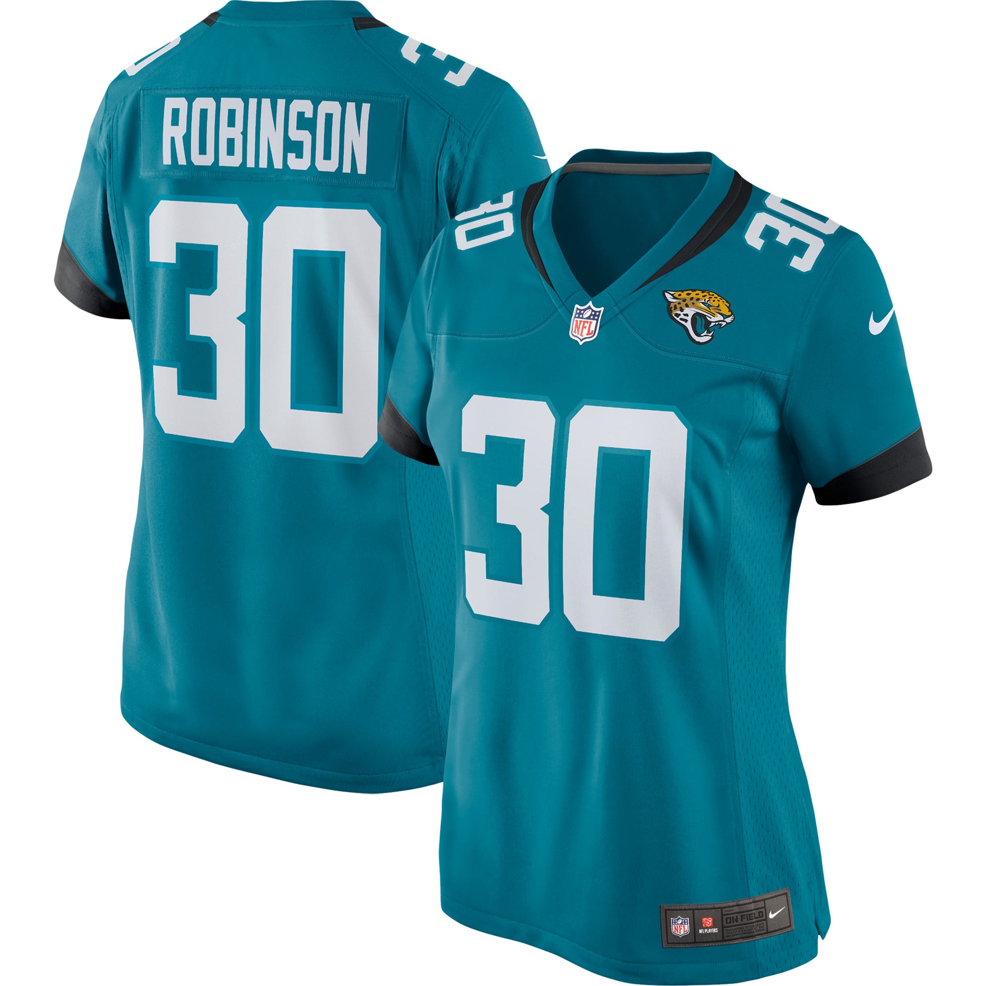 Women’s Jacksonville Jaguars James Robinson Teal Player Game Team Jersey