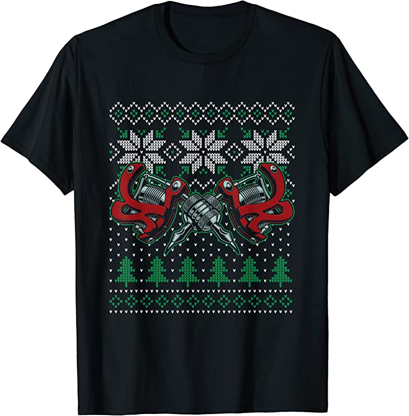 Ugly Christmas Tattoo Artist Tattooed Santa Claus New Year T-Shirt