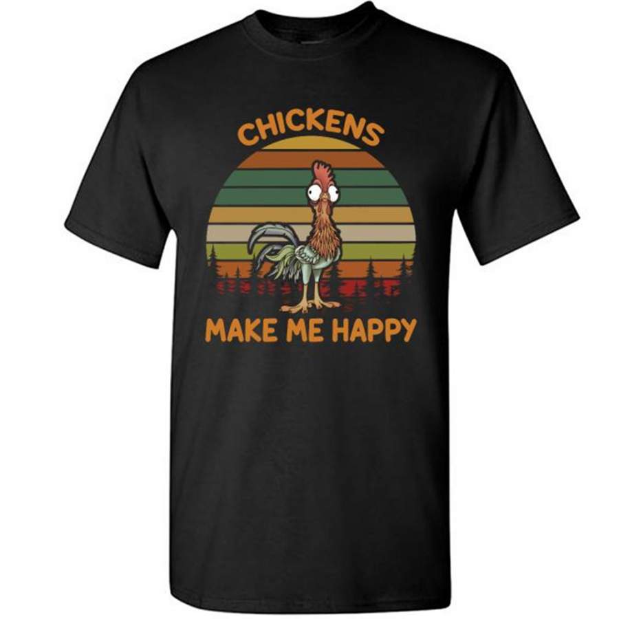 Chickens Make Me Happy, Vintage Retro Design – Gildan Short Sleeve Shirt