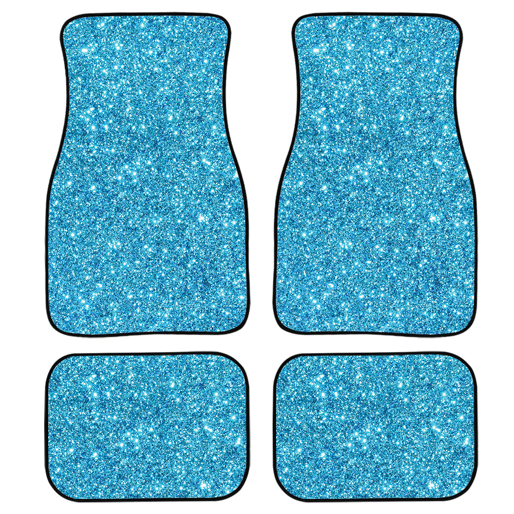 Ocean Blue Glitter Texture Print Front And Back Car Floor Mats, Front Car Mat