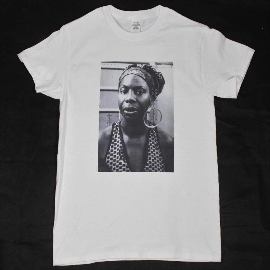 Nina Simone White T-Shirt Vintage Retro Jazz Blues R&B Civil Rights Sade Short Sleeves Cotton T Shirt Fashion Top Tee