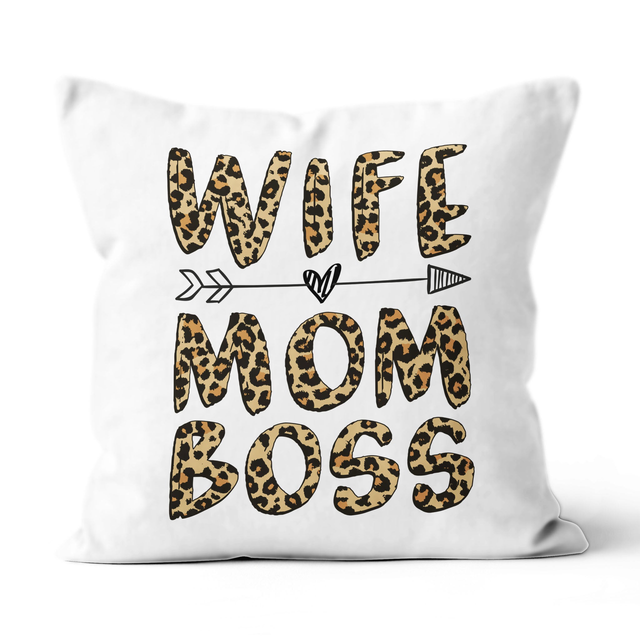 Arrow Wife Mom Boss Leopard Print – Suede Pillow