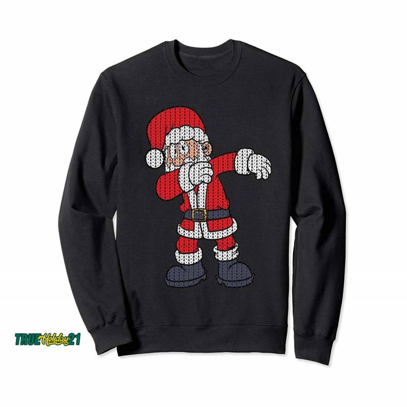 Ugly Christmas Santa Claus X-mas Gift Dab Funny Womens Mens Sweatshirt