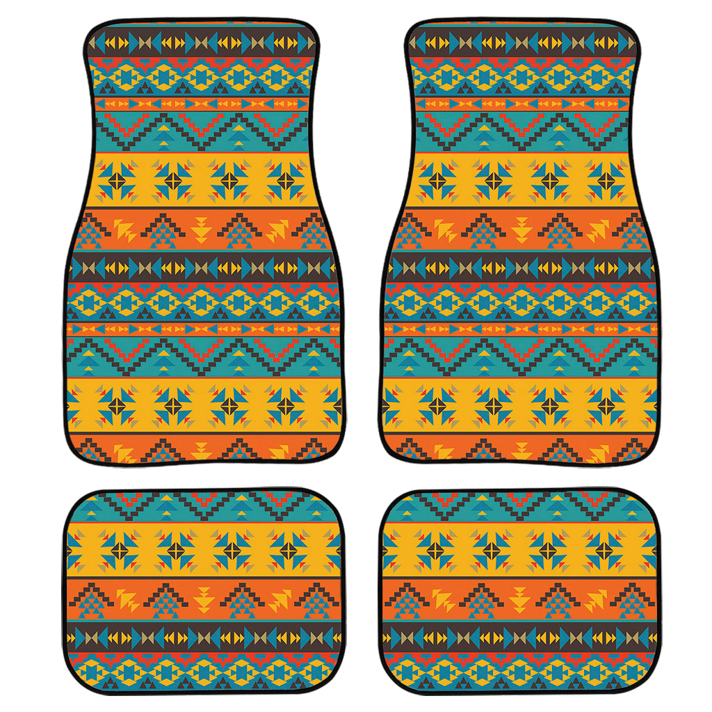 Native Indian Inspired Pattern Print Front And Back Car Floor Mats, Front Car Mat