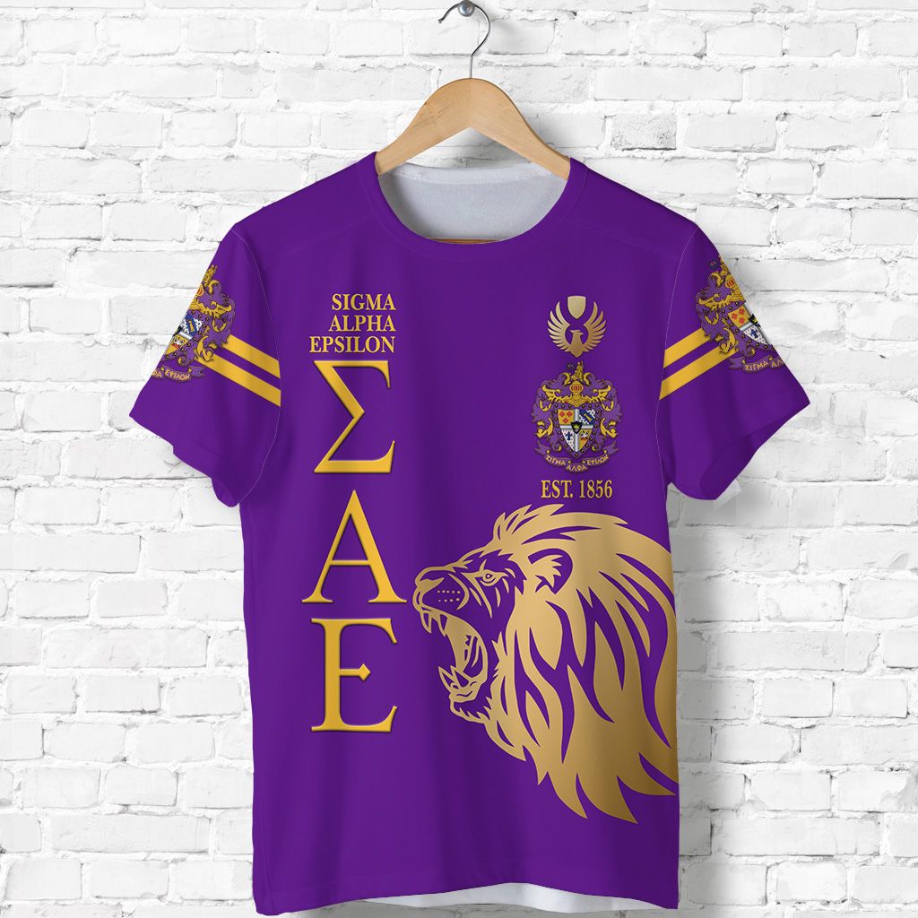 (Custom Personalised) Sigma Alpha Epsilon Sae T Shirt Simple Style – Purple Lion Ver Lt8