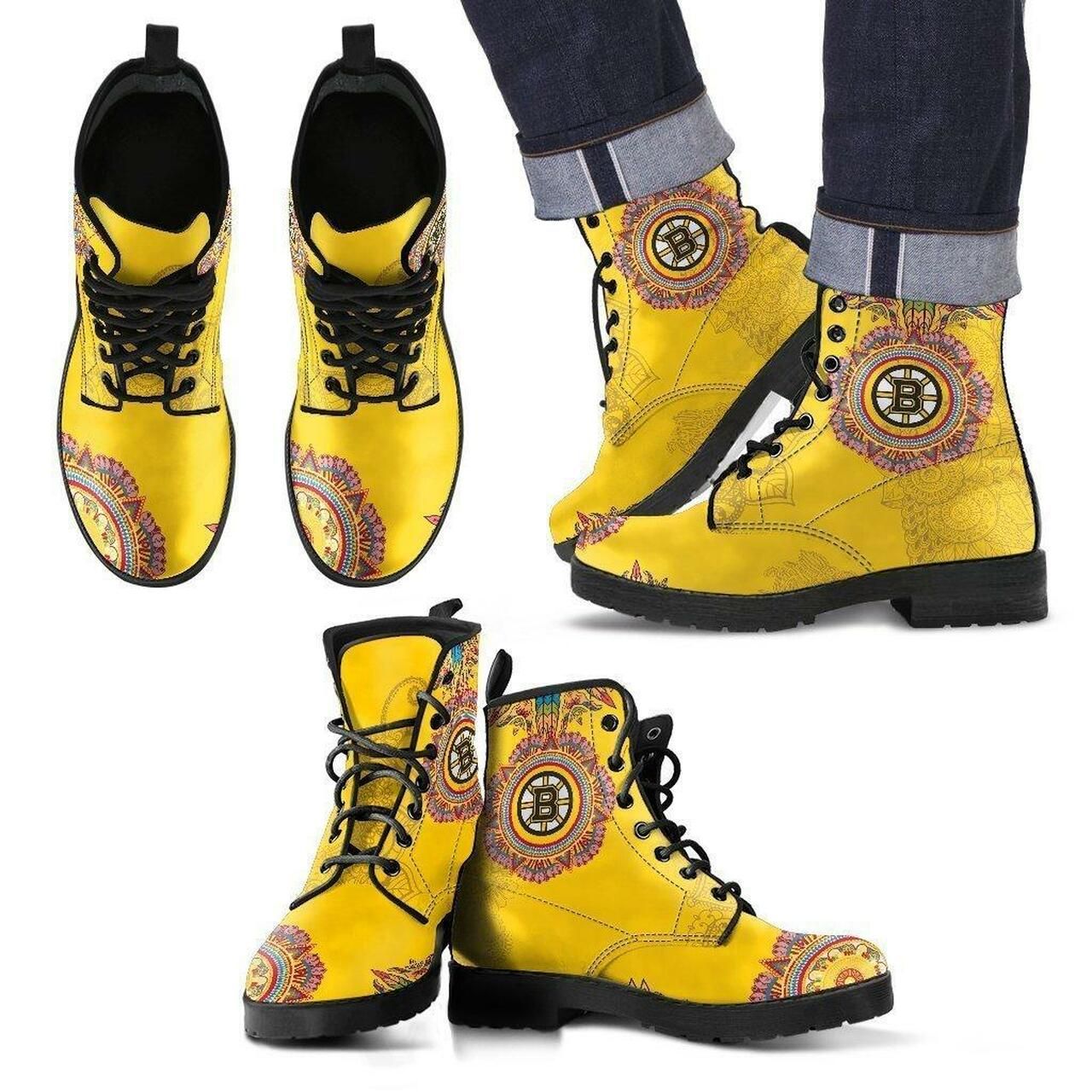 Boston Bruins Leather Boots Fashion Women Boots Shoes Shoes5120