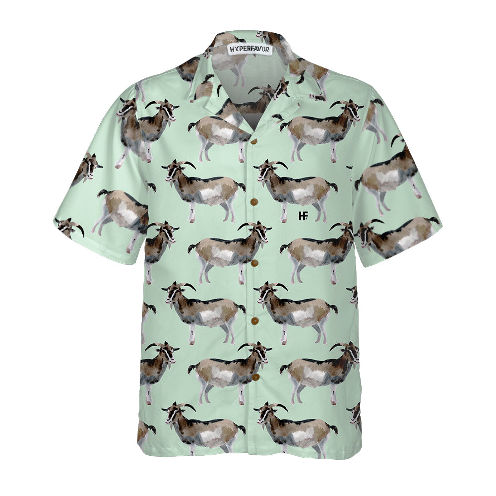 Watercolor Goat Pattern Hawaii Funny Shirt For Men Ha4791