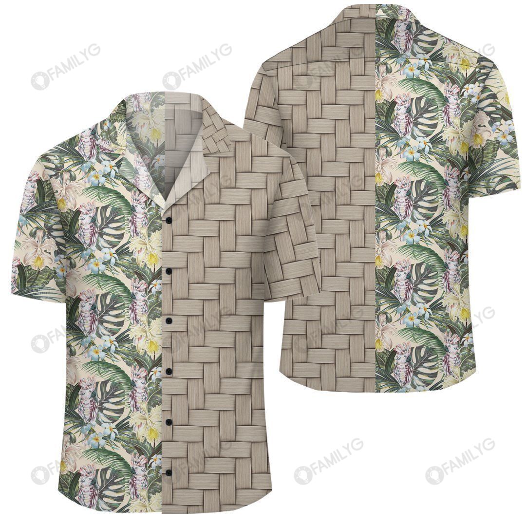 Tropical Jungle Parrots And Flamingos Lauhala Moiety Hawaiian Shirt Summer Hawaiian For Men, Women, Couple