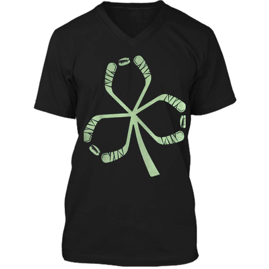 HOCKEY PATRICK'S DAY Shamrock Hockey  Mens Printed V-Neck T