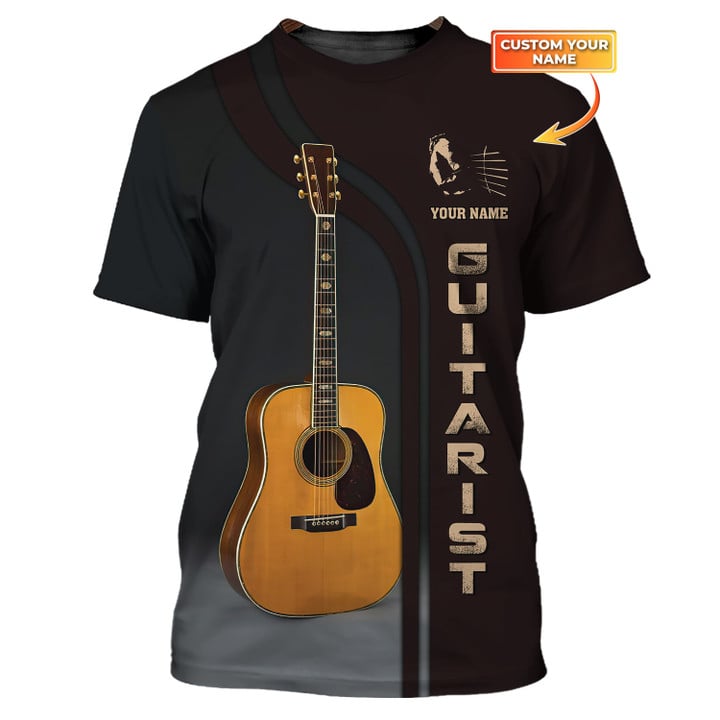 Customized Guitar Tee Shirt Guitar Personalized Name 3D T-Shirt Gift For Guitarist