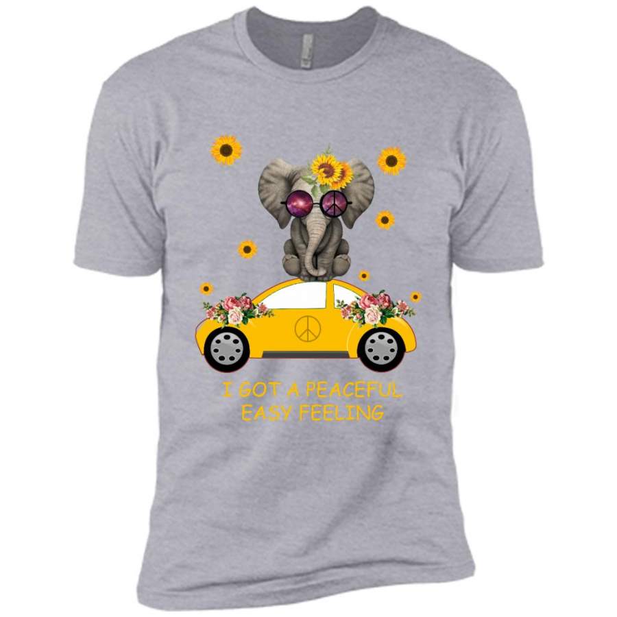 I Got A Peaceful Easy Feeling, Elephant Sunflower Floral Car, Peace Sign – Canvas Unisex USA Shirt