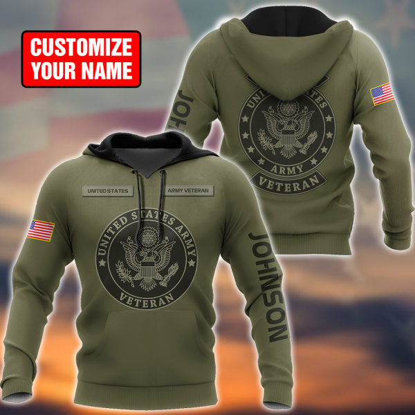 Us Veteran Persionalized Name 3D All Over Printed Unisex Hoodie