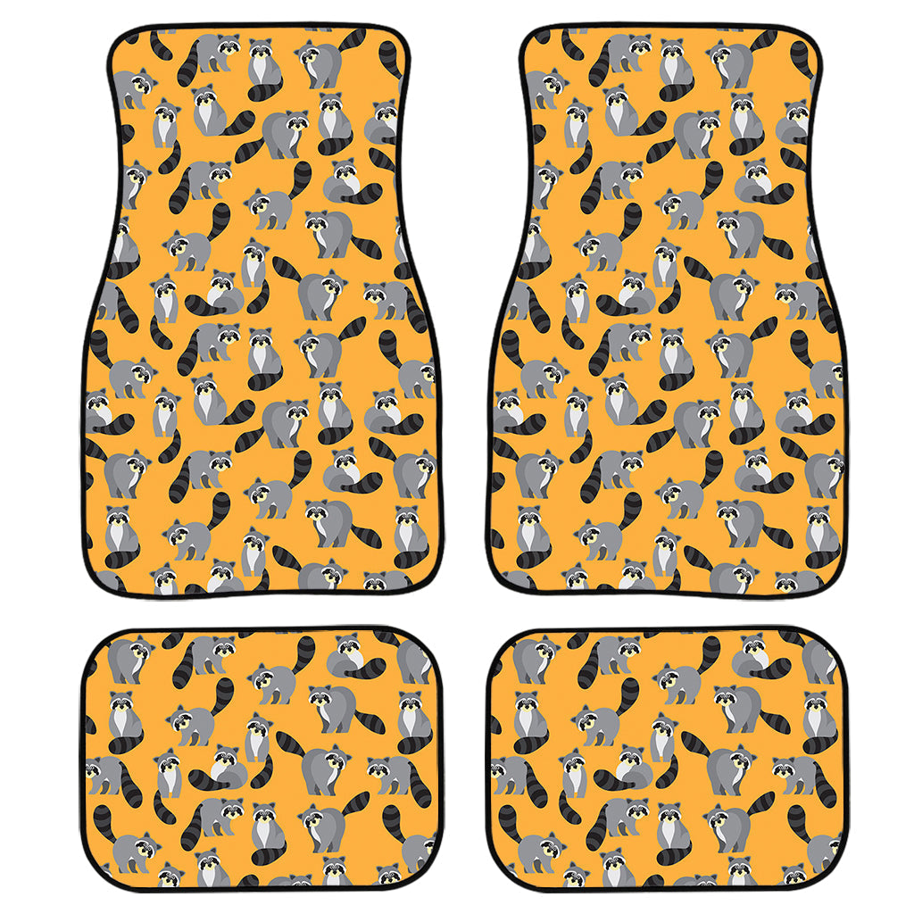 Cute Raccoon Pattern Print Front And Back Car Floor Mats, Front Car Mat