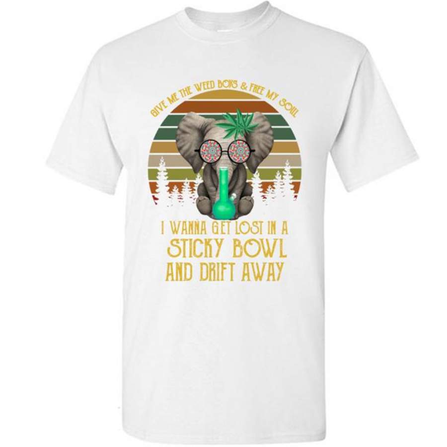 Give Me The Weed Boys And Free My Soul I Wanna Get Lost In A StickY Bowl And Drift Away, Elephant Vintage Classic A – Gildan Short Sleeve Shirt