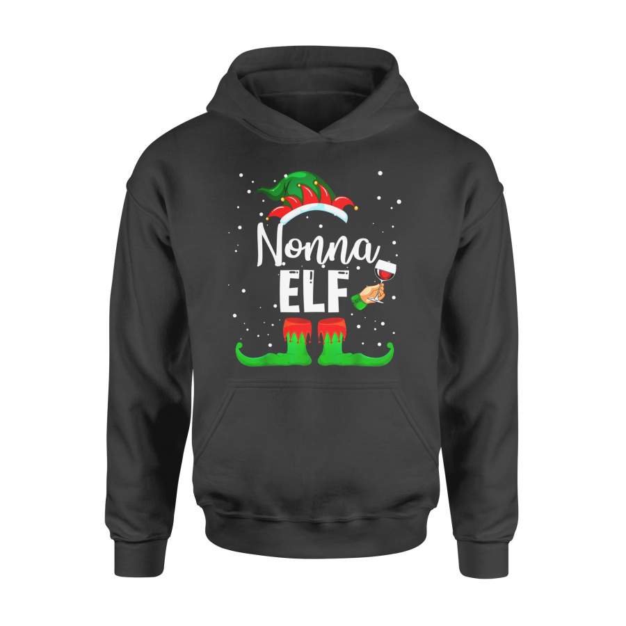 Christmas gift idea Nonna Elf Wine Matching Family Xmas T-Shirt – Standard Hoodie