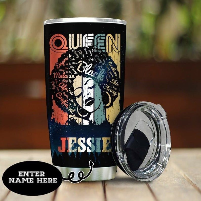 Personalized Black Queen Gift For Lover Day Travel Tumbler All Over Print Size 20Oz – 30Oz