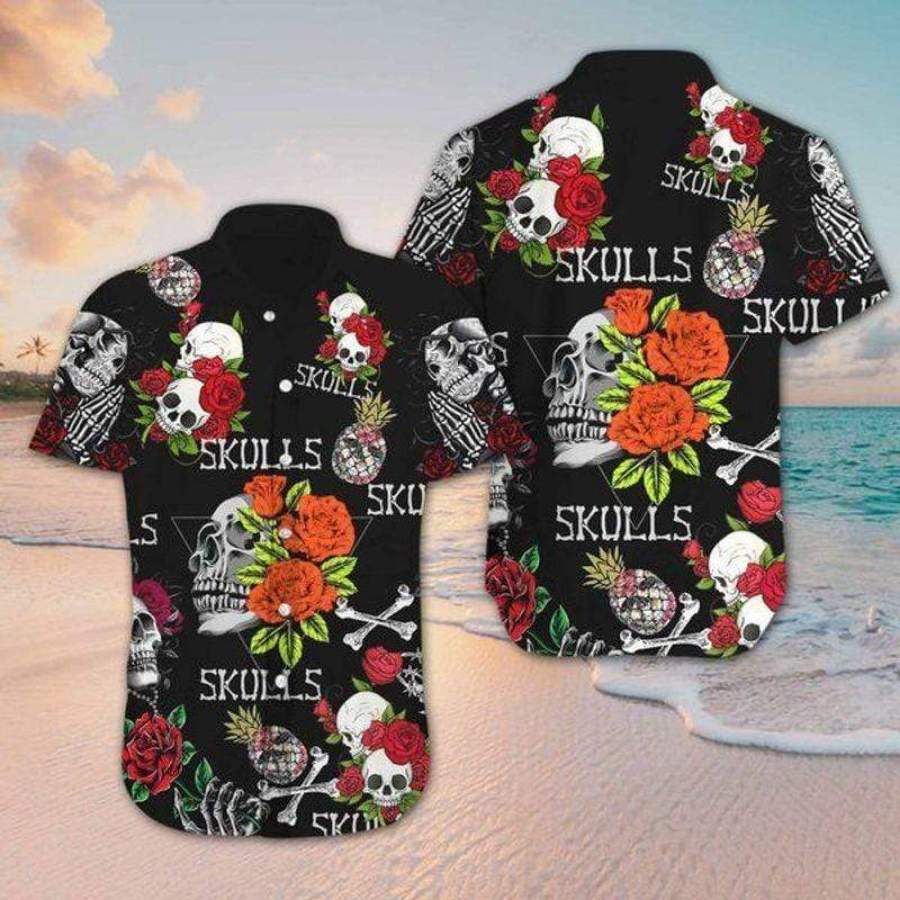 Floral Skull Tropical Hawaii Aloha Shirts Ha41093