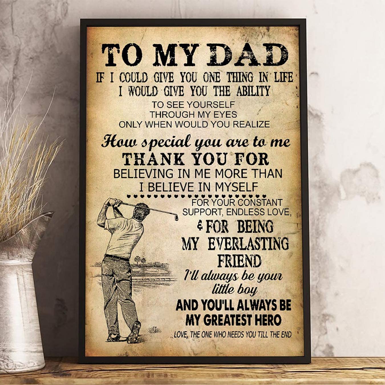 Poster Golf My Dad Always Be My Greatest Hero- House Decor – Motivational Wall Art – Aesthetic Posters – Vintage Posters