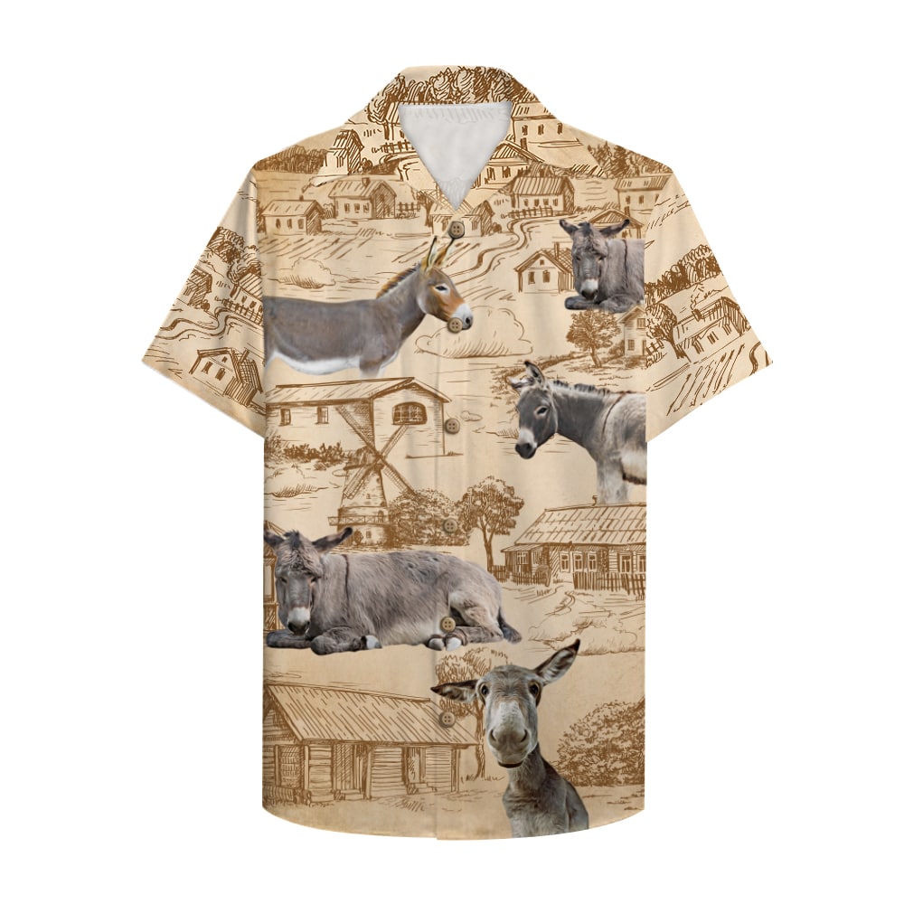 Farmer Donkey Hawaii Aloha Shirt With And Farm Pattern Ha71096