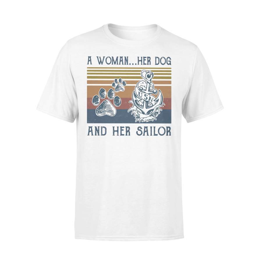A Woman Her Dog And Her Sailor Vintage T-shirt