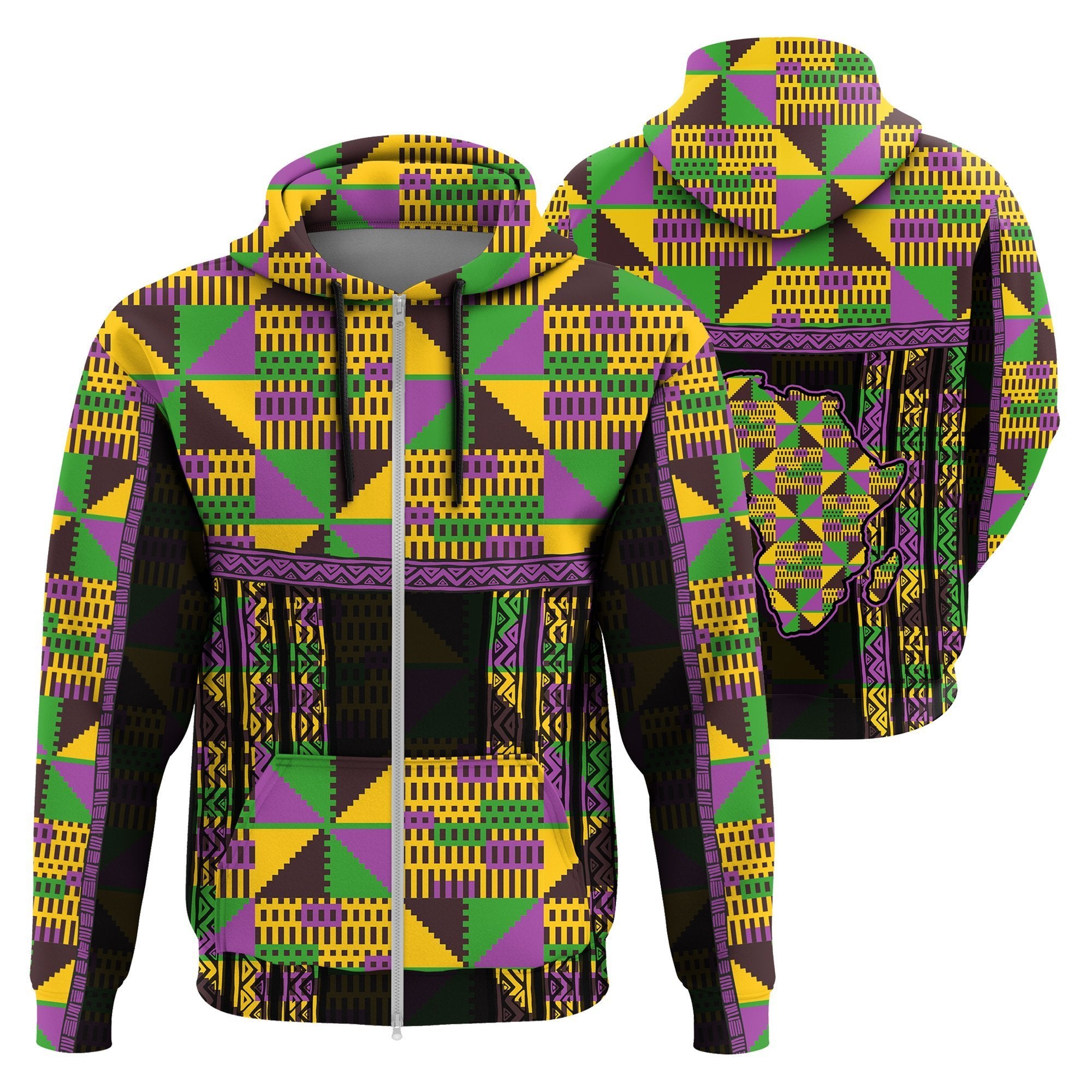 Greek Life Hoodie – Violet Ashanti Kente Zip Hoodie