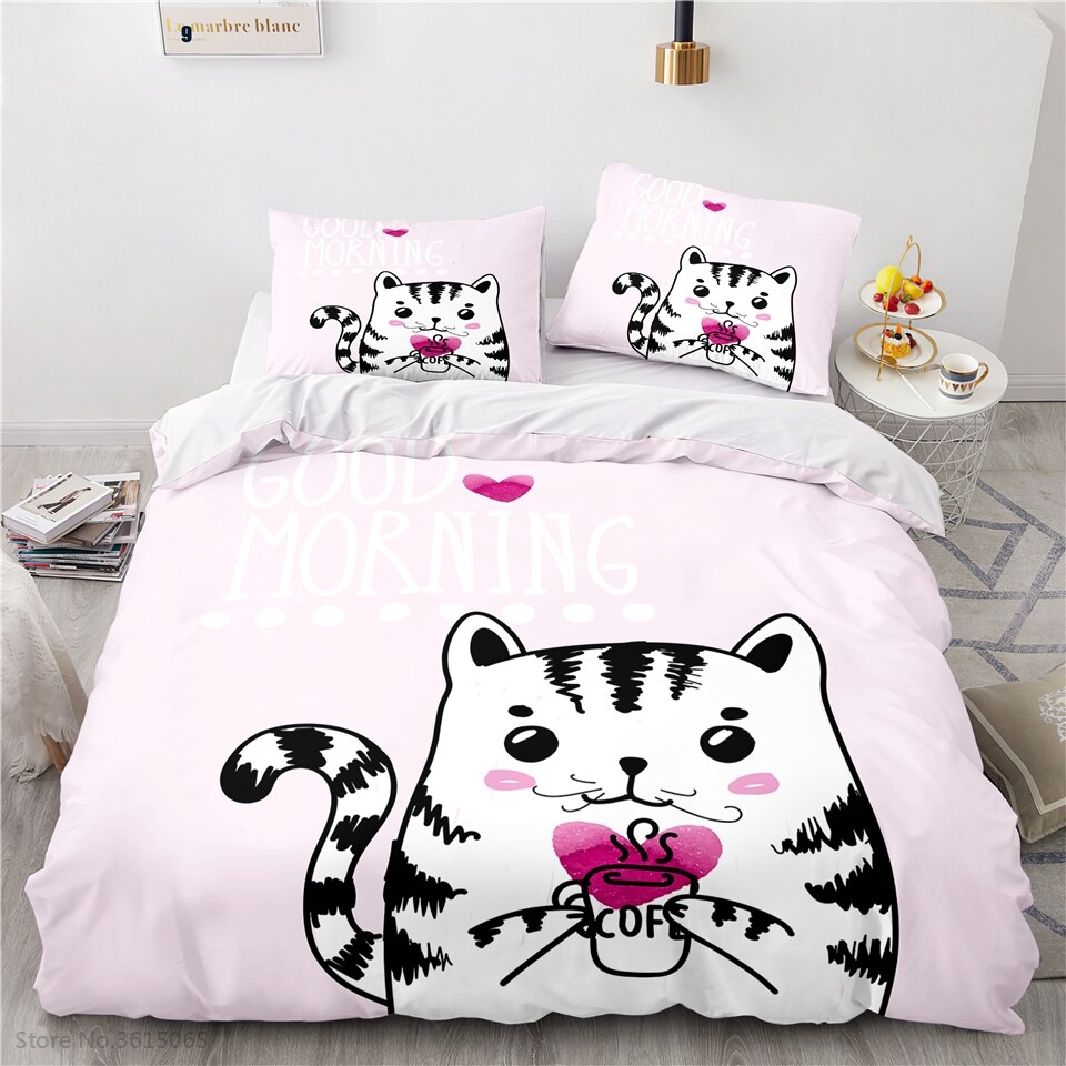 Cartoon Cute White Rabbit 3D Bedding Set Duvet Cover Set With Pillowcase Bed Twin Full Queen King Size