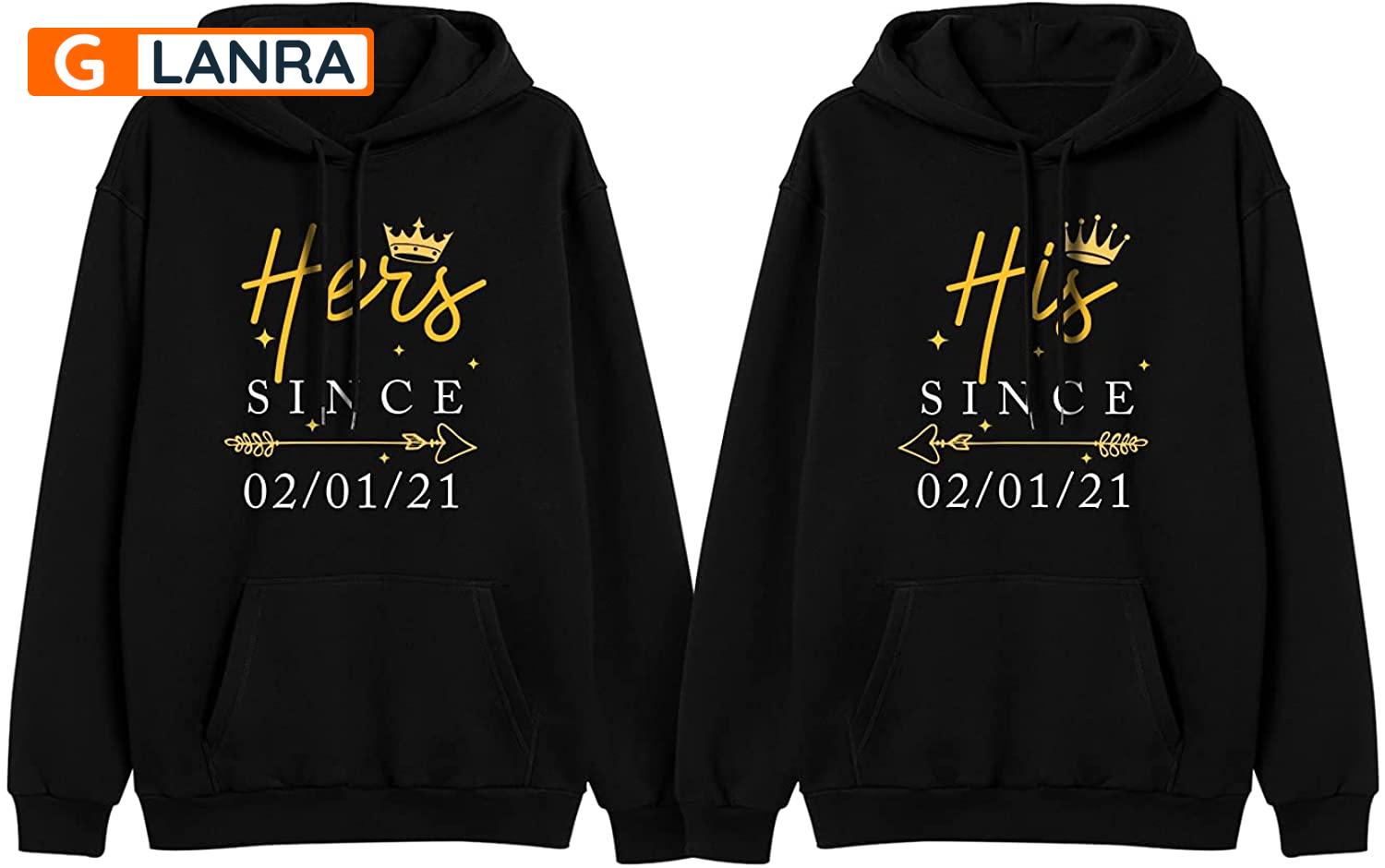 Personalized Her Since His Since Hoodie, Custom King Queen Couple Hoodie, Matching Couple Hoodie, Husband Wife Hoodie, Unisex Sweater, Sweatshirt